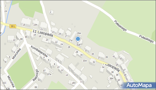 Wałbrzych, 11 Listopada, 31A, mapa Wałbrzycha