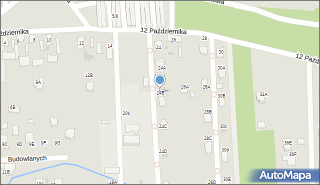 Tarnobrzeg, 12 Października, 24B, mapa Tarnobrzegu