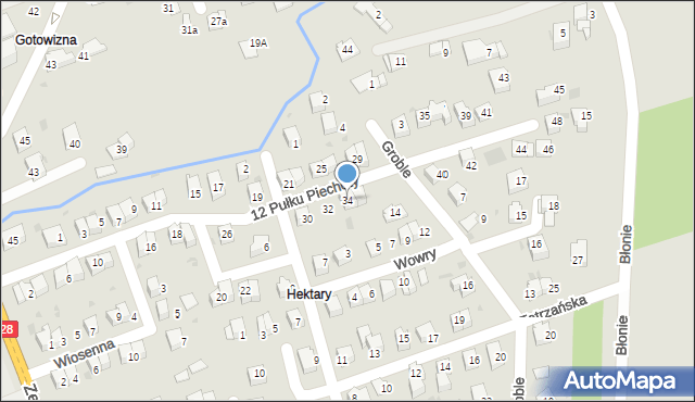 Wadowice, 12 Pułku Piechoty, 34, mapa Wadowice