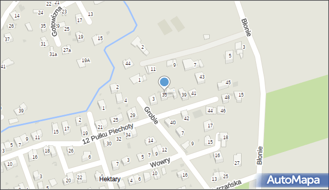 Wadowice, 12 Pułku Piechoty, 35, mapa Wadowice