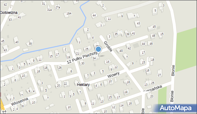 Wadowice, 12 Pułku Piechoty, 36, mapa Wadowice