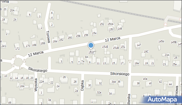 Wejherowo, 12 Marca, 151c, mapa Wejherowo