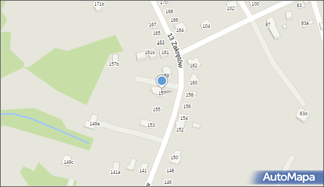 Bielsko-Biała, 13 Zakrętów, 157, mapa Bielsko-Białej