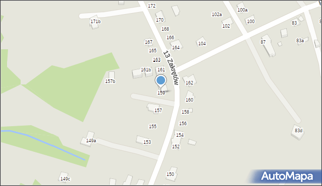 Bielsko-Biała, 13 Zakrętów, 159, mapa Bielsko-Białej