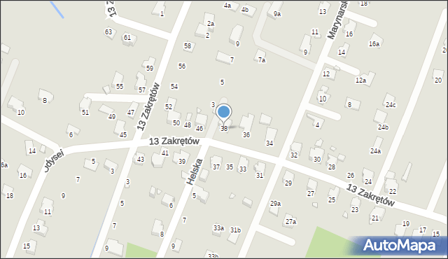 Bielsko-Biała, 13 Zakrętów, 38, mapa Bielsko-Białej
