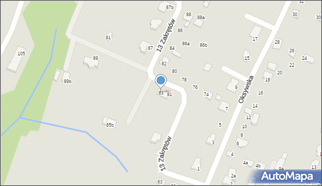 Bielsko-Biała, 13 Zakrętów, 83, mapa Bielsko-Białej