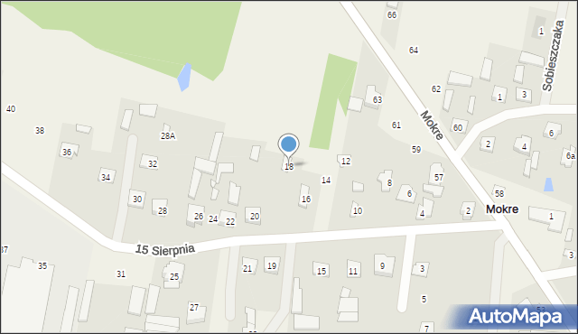 Mokre, 15 Sierpnia, 18, mapa Mokre