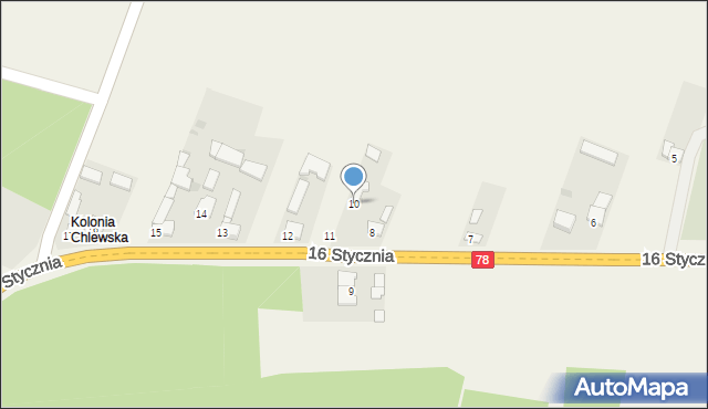 Chlewice, 16 Stycznia, 10, mapa Chlewice