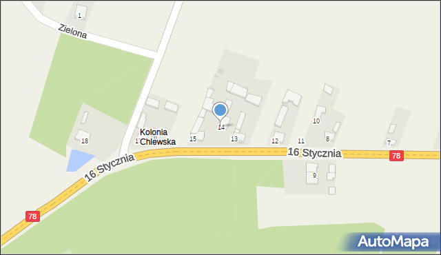 Chlewice, 16 Stycznia, 14, mapa Chlewice