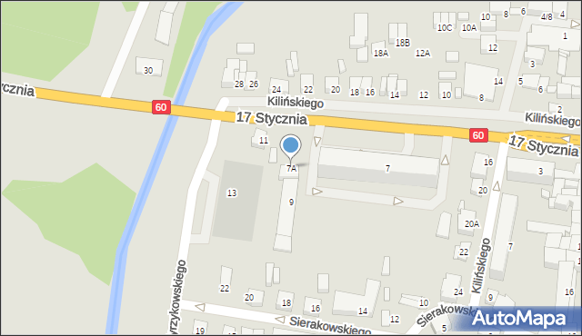 Ciechanów, 17 Stycznia, 7A, mapa Ciechanów