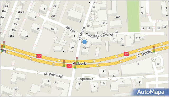 Malbork, 17 Marca, 38, mapa Malborka