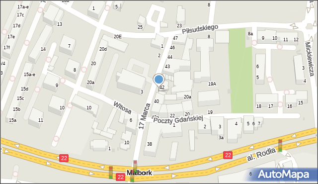Malbork, 17 Marca, 42a, mapa Malborka