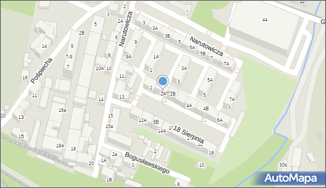 Katowice, 18 Sierpnia, 2A, mapa Katowic