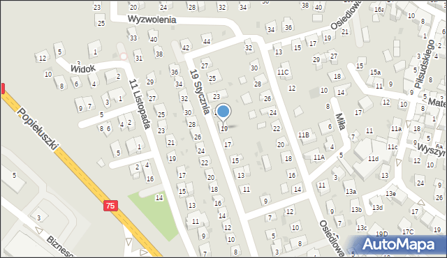 Brzesko, 19 Stycznia, 19, mapa Brzesko