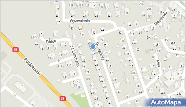 Brzesko, 19 Stycznia, 32, mapa Brzesko