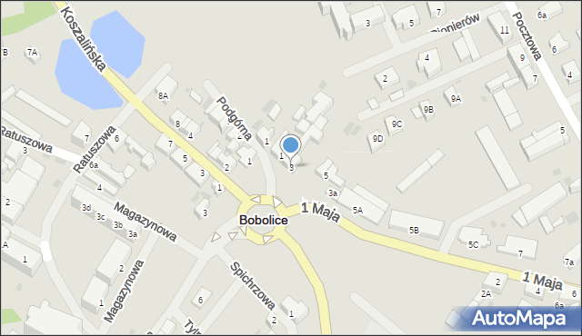 Bobolice, 1 Maja, 3, mapa Bobolice