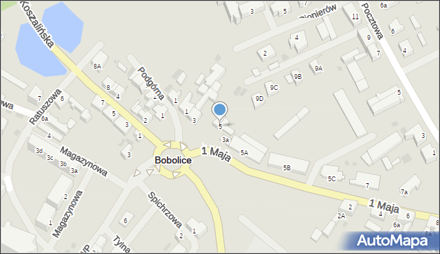 Bobolice, 1 Maja, 5, mapa Bobolice