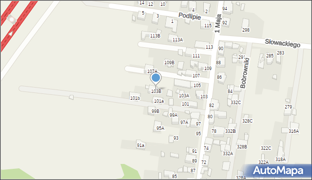 Bobrowniki, 1 Maja, 103B, mapa Bobrowniki