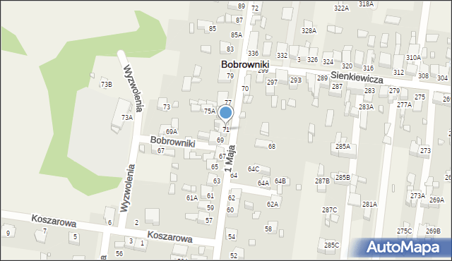 Bobrowniki, 1 Maja, 71, mapa Bobrowniki