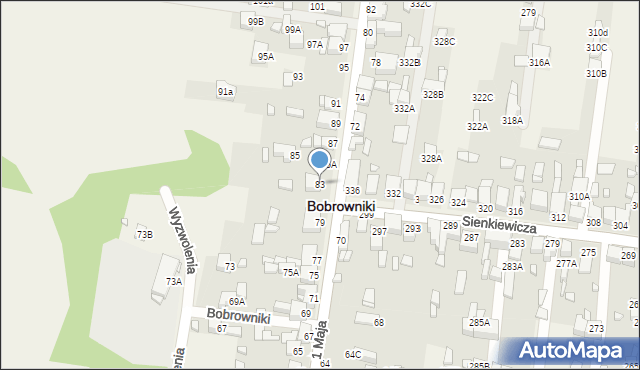 Bobrowniki, 1 Maja, 83, mapa Bobrowniki