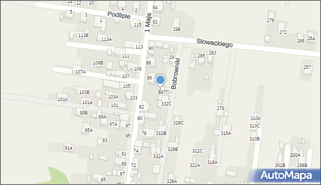 Bobrowniki, 1 Maja, 84, mapa Bobrowniki