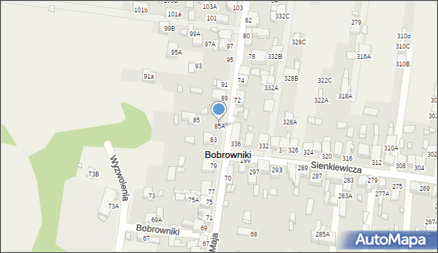 Bobrowniki, 1 Maja, 85A, mapa Bobrowniki