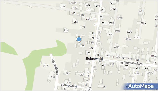 Bobrowniki, 1 Maja, 85B, mapa Bobrowniki