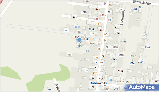 Bobrowniki, 1 Maja, 95A, mapa Bobrowniki