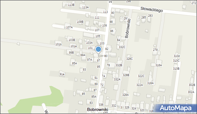 Bobrowniki, 1 Maja, 99, mapa Bobrowniki