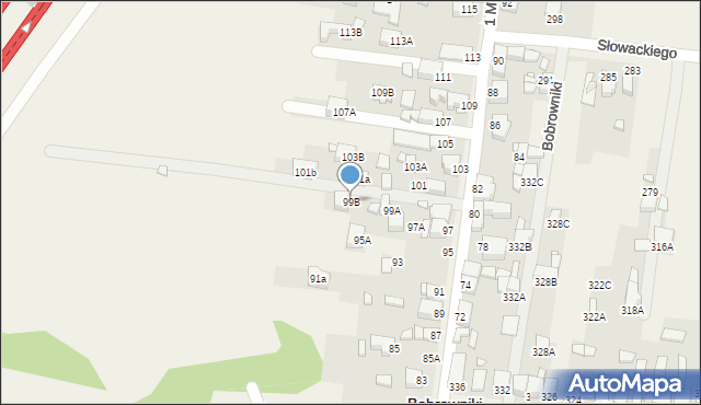 Bobrowniki, 1 Maja, 99B, mapa Bobrowniki