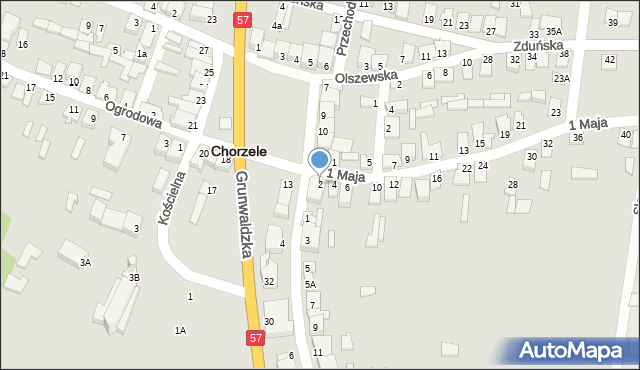 Chorzele, 1 Maja, 2, mapa Chorzele
