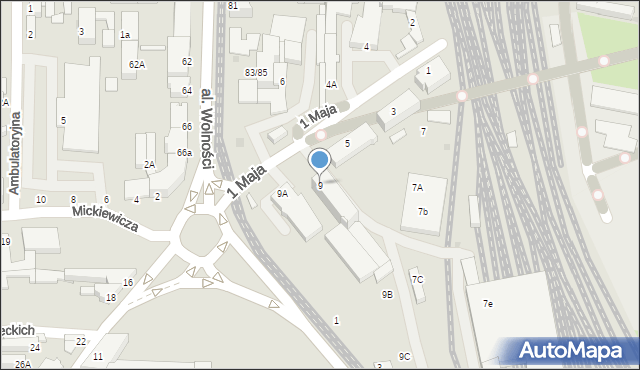 Częstochowa, 1 Maja, 9, mapa Częstochowy