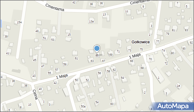 Gołkowice, 1 Maja, 65, mapa Gołkowice