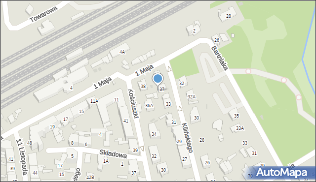 Grodzisk Mazowiecki, 1 Maja, 2d, mapa Grodzisk Mazowiecki