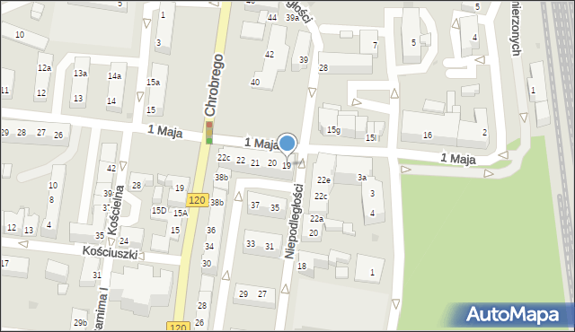 Gryfino, 1 Maja, 19, mapa Gryfino