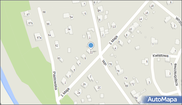 Gubin, 1 Maja, 11, mapa Gubin