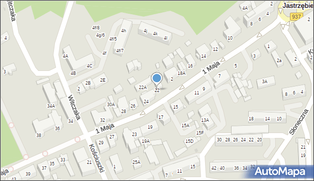 Jastrzębie-Zdrój, 1 Maja, 22, mapa Jastrzębie-Zdrój