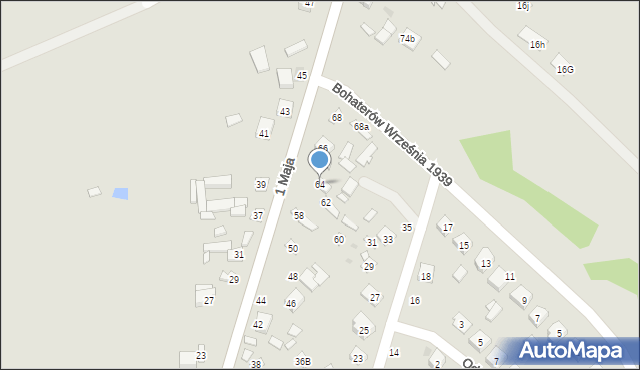 Kałuszyn, 1 Maja, 64, mapa Kałuszyn