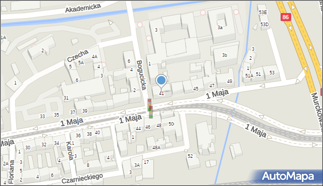 Katowice, 1 Maja, 41, mapa Katowic