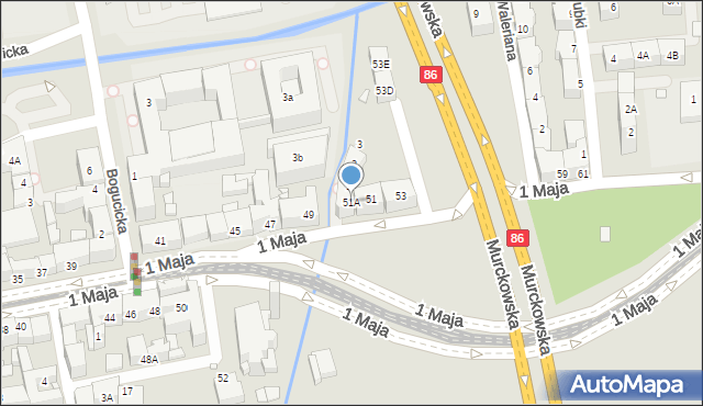 Katowice, 1 Maja, 51A, mapa Katowic