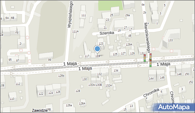 Katowice, 1 Maja, 119, mapa Katowic