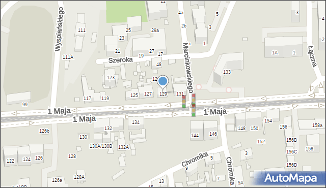 Katowice, 1 Maja, 129, mapa Katowic