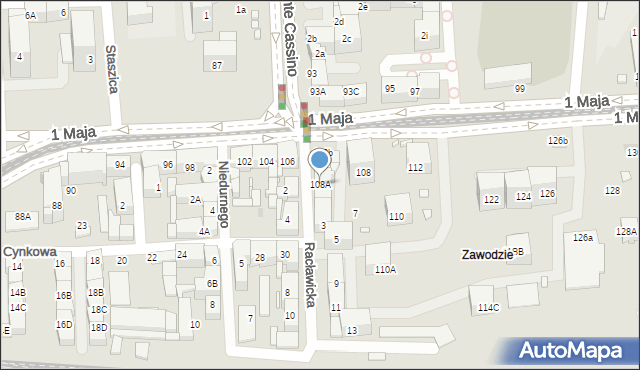 Katowice, 1 Maja, 108A, mapa Katowic