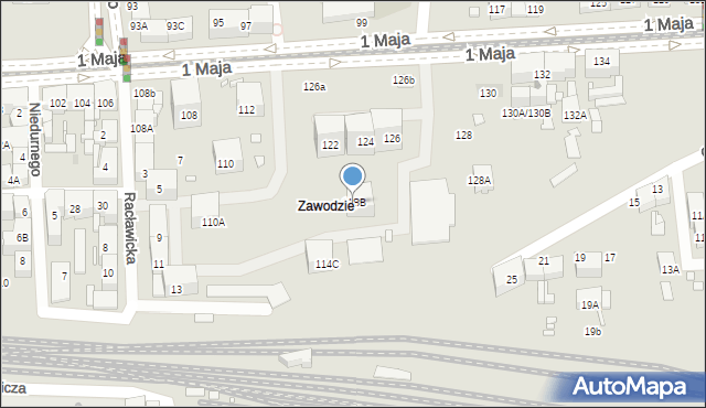 Katowice, 1 Maja, 118B, mapa Katowic