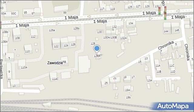 Katowice, 1 Maja, 128A, mapa Katowic