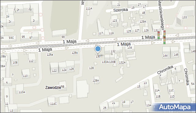 Katowice, 1 Maja, 130, mapa Katowic