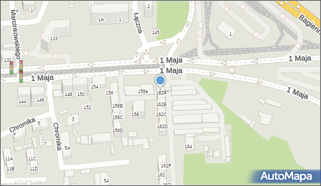 Katowice, 1 Maja, 162A, mapa Katowic