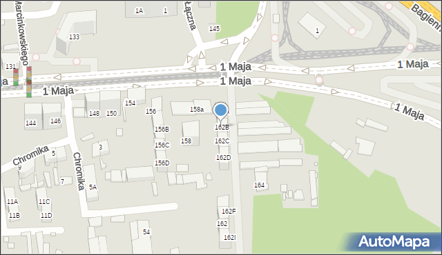 Katowice, 1 Maja, 162B, mapa Katowic