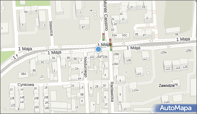 Katowice, 1 Maja, 104, mapa Katowic