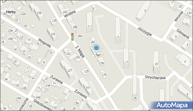 Kielce, 1 Maja, 178a, mapa Kielc